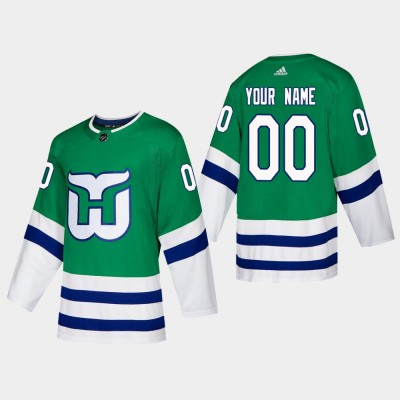 Hartford Whalers Custom Adidas 201920 Heritage Authentic Player NHL Jersey Green